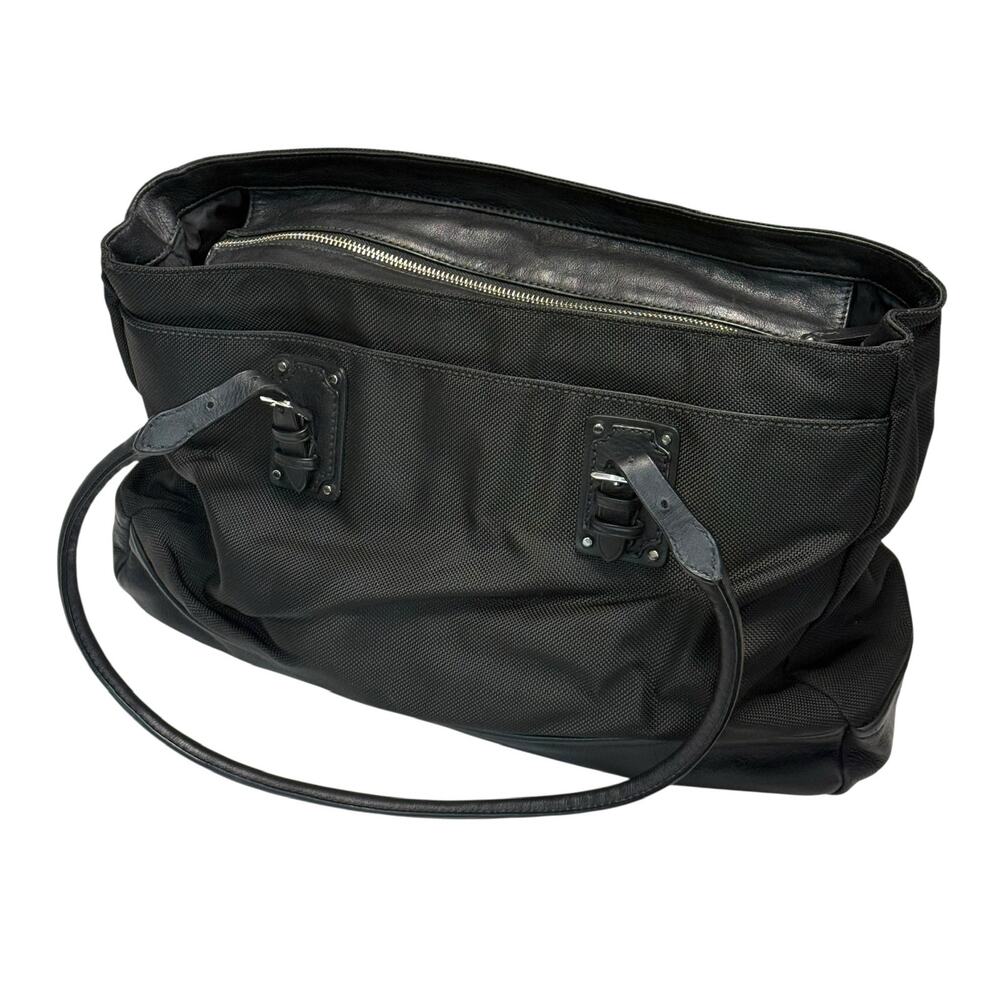 Tumi Laptop Travel Tote w/ Adjustable Straps in Black - Canvas w/ Leather Trim - Picture 2 of 12